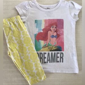 Disney Princess Ariel Dreamer Shirt & Floral Print Capri Leggings Outfit Sz 18M